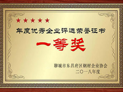 年度優(yōu)秀企業(yè)評選榮譽(yù)證書